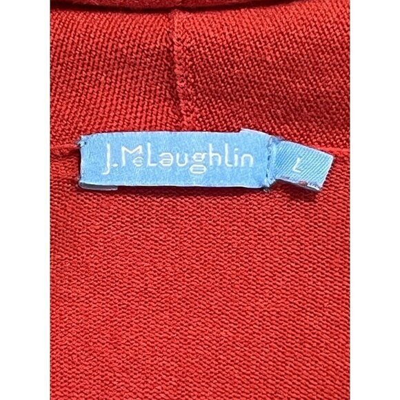 J MCLAUGHLIN Red Cotton Knit Open Front Longline Sweater Duster Cottagecore L - Picture 3 of 7